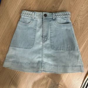 Braided waist Alice Olivia denim skirt